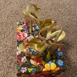 Dolce and Gabbana gold platform heels